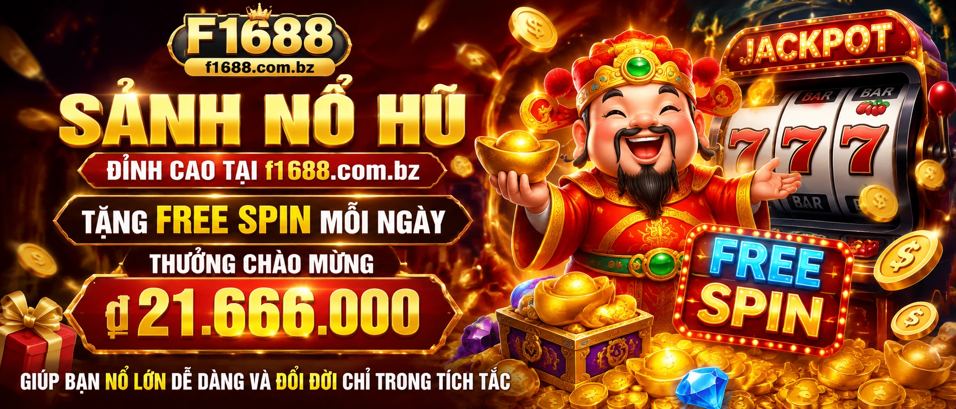Giao diện Nổ Hũ trên f1688.com.bz với danh mục chọn nhanh